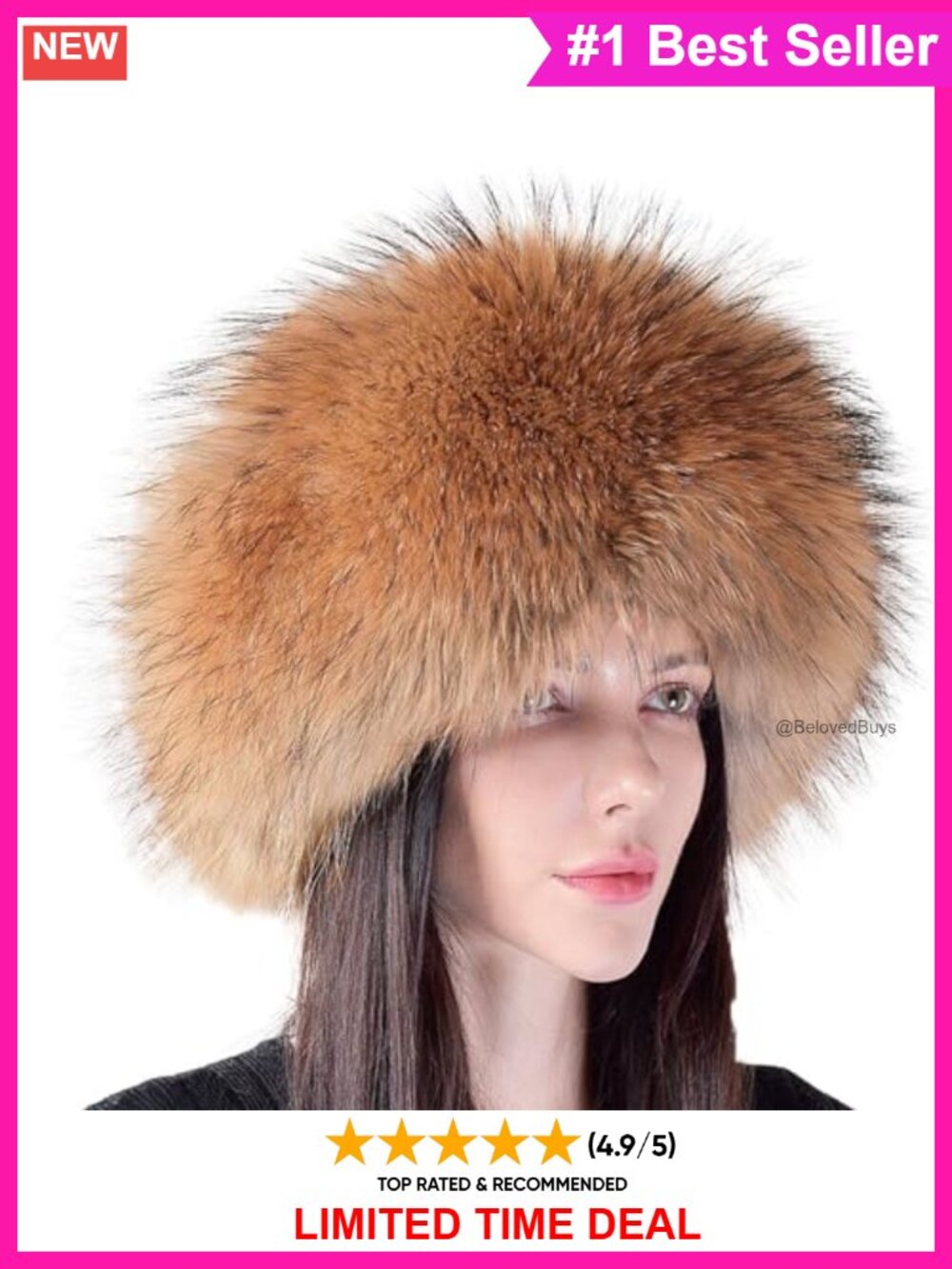 Real Fox Fur Trapper Hat Fluffy Fuzzy Furry Tail Winter Cold Weather Womens